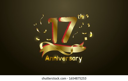 Antecedentes de la celebración del aniversario. con el número 17 en oro y con las palabras celebración del aniversario de oro.