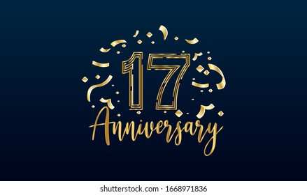 Anniversary celebration background. with the 17th number in gold and with the words golden anniversary celebration.