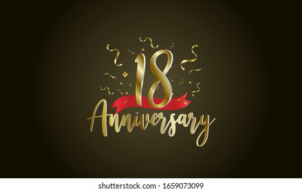 Anniversary celebration background. with the 18th number in gold and with the words golden anniversary celebration.