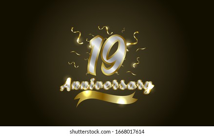 Anniversary celebration background. with the 19th number in gold and with the words golden anniversary celebration.