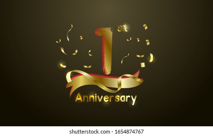 Anniversary celebration background. with the 1st number in gold and with the words golden anniversary celebration.
