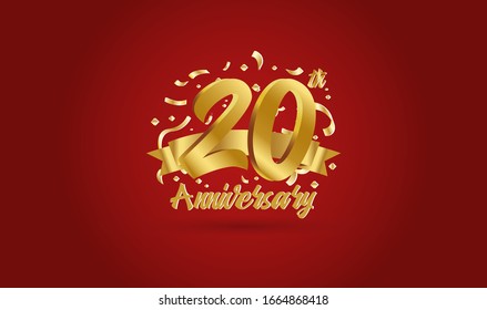 Anniversary celebration background. with the 20th number in gold and with the words golden anniversary celebration.