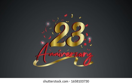 Anniversary Celebration Background 23rd Number Gold Stock Vector ...