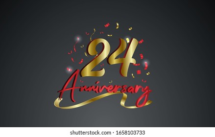 Anniversary celebration background. with the 24th number in gold and with the words golden anniversary celebration.