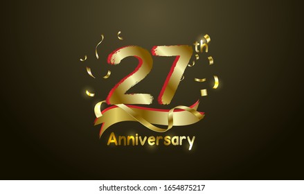 Anniversary celebration background. with the 27th number in gold and with the words golden anniversary celebration.