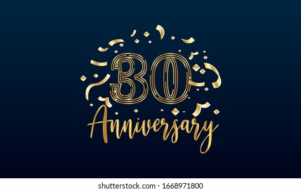 Anniversary celebration background. with the 30th number in gold and with the words golden anniversary celebration.