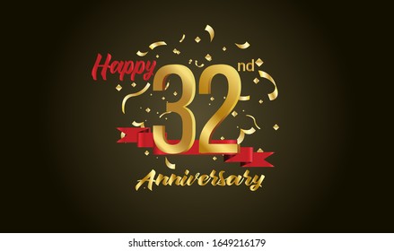 Anniversary Celebration Background 32nd Number Gold Stock Vector ...