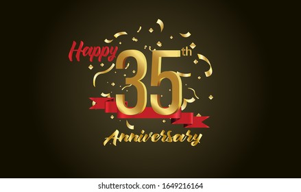 Anniversary celebration background. with the 35th number in gold and with the words golden anniversary celebration.