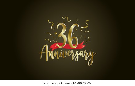 Antecedentes de la celebración del aniversario. con el número 36 en oro y con las palabras celebración del aniversario de oro.