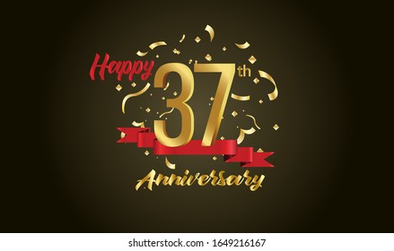 Anniversary celebration background. with the 37th number in gold and with the words golden anniversary celebration.