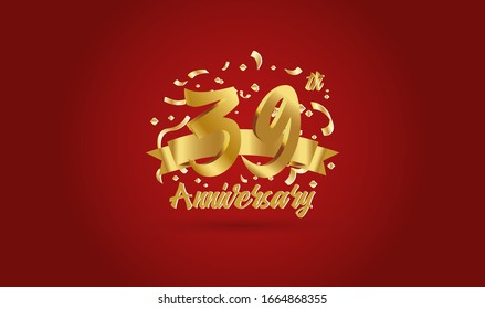 Anniversary celebration background. with the 39th number in gold and with the words golden anniversary celebration.
