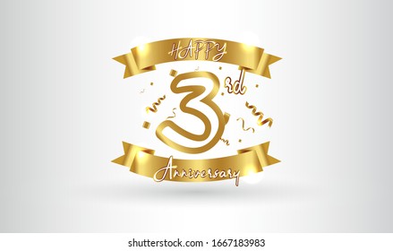 Anniversary celebration background. with the 3rd number in gold and with the words golden anniversary celebration.