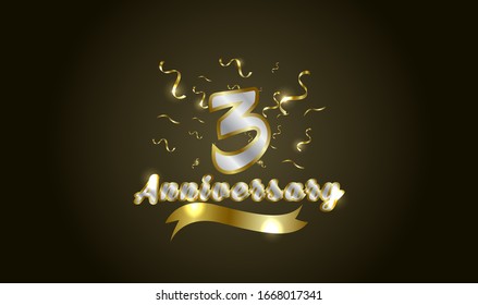 Antecedentes de la celebración del aniversario. con el tercer número en oro y con las palabras celebración del aniversario de oro.