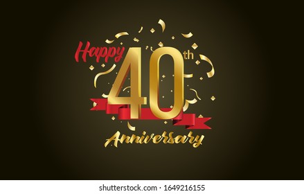 Anniversary celebration background. with the 40th number in gold and with the words golden anniversary celebration.