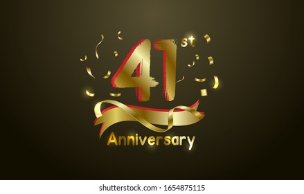 Anniversary Celebration Background 41st Number Gold Stock Vector ...