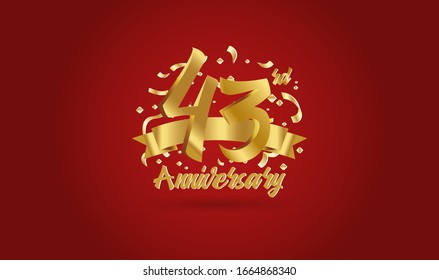 Anniversary Celebration Background 43rd Number Gold Stock Vector ...