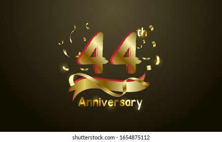 Anniversary celebration background. with the 44th number in gold and with the words golden anniversary celebration.