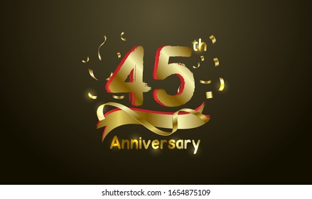 Anniversary celebration background. with the 45th number in gold and with the words golden anniversary celebration.