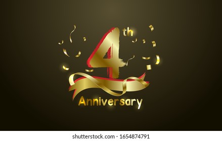 Anniversary Celebration Background 4th Number Gold Stock Vector ...