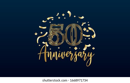 Anniversary celebration background. with the 50th number in gold and with the words golden anniversary celebration.