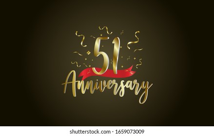 Anniversary celebration background. with the 51st number in gold and with the words golden anniversary celebration.
