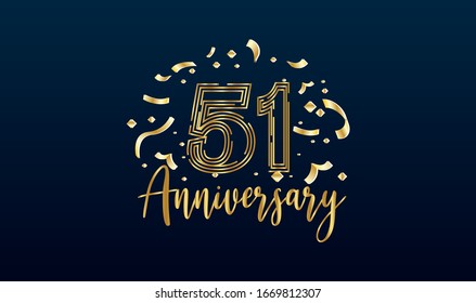 Anniversary celebration background. with the 51st number in gold and with the words golden anniversary celebration.