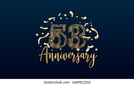 Anniversary celebration background. with the 53rd number in gold and with the words golden anniversary celebration.