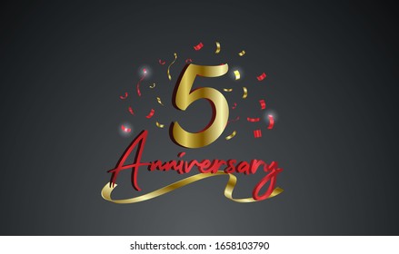 Anniversary celebration background. with the 5th number in gold and with the words golden anniversary celebration.