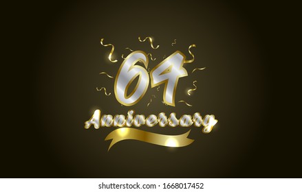 Anniversary celebration background. with the 64th number in gold and with the words golden anniversary celebration.