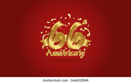 Anniversary celebration background. with the 66th number in gold and with the words golden anniversary celebration.