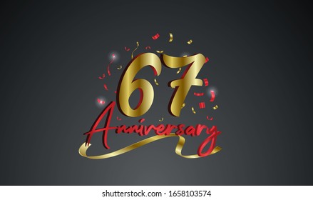 Anniversary celebration background. with the 67th number in gold and with the words golden anniversary celebration.