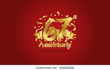Anniversary celebration background. with the 67th number in gold and with the words golden anniversary celebration.