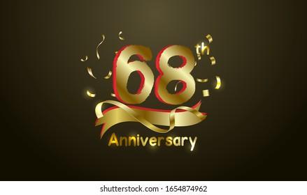 Anniversary celebration background. with the 68th number in gold and with the words golden anniversary celebration.