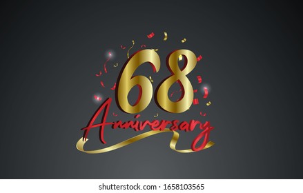 Anniversary celebration background. with the 68th number in gold and with the words golden anniversary celebration.