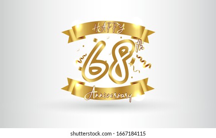 Anniversary celebration background. with the 68th number in gold and with the words golden anniversary celebration.