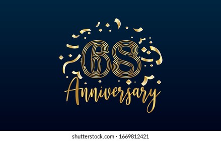 Anniversary celebration background. with the 68th number in gold and with the words golden anniversary celebration.