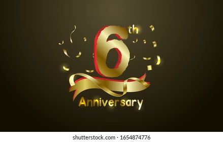 Anniversary celebration background. with the 6th number in gold and with the words golden anniversary celebration.