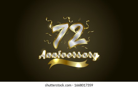 Anniversary celebration background. with the 72nd number in gold and with the words golden anniversary celebration.