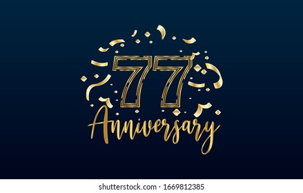 Anniversary celebration background. with the 77th number in gold and with the words golden anniversary celebration.