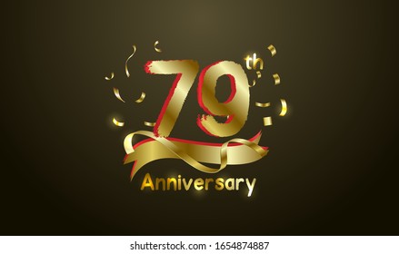 Antecedentes de la celebración del aniversario. con el número 79 en oro y con las palabras celebración del aniversario de oro.