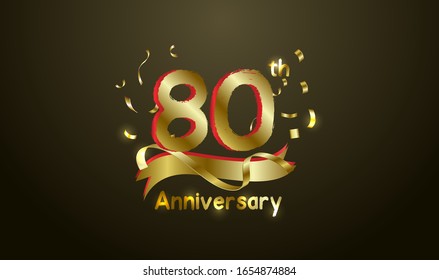 Anniversary celebration background. with the 80th number in gold and with the words golden anniversary celebration.
