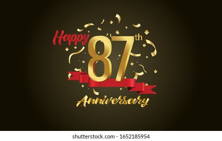 Anniversary celebration background. with the 87th number in gold and with the words golden anniversary celebration.