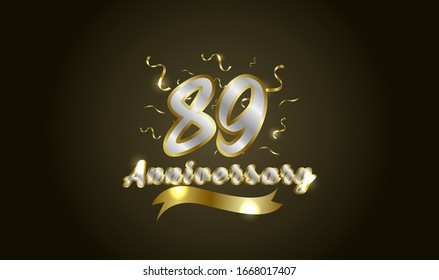 Anniversary celebration background. with the 89th number in gold and with the words golden anniversary celebration.