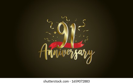 Anniversary celebration background. with the 91st number in gold and with the words golden anniversary celebration.