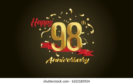 Anniversary celebration background. with the 98th number in gold and with the words golden anniversary celebration.