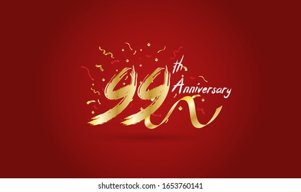 Anniversary celebration background. with the 99th number in gold and with the words golden anniversary celebration.