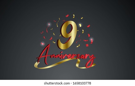 Anniversary celebration background. with the 9th number in gold and with the words golden anniversary celebration.