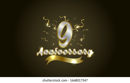 Anniversary celebration background. with the 9th number in gold and with the words golden anniversary celebration.