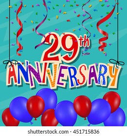 Anniversary celebration background with confetti and balloon