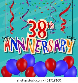 Anniversary celebration background with confetti and balloon